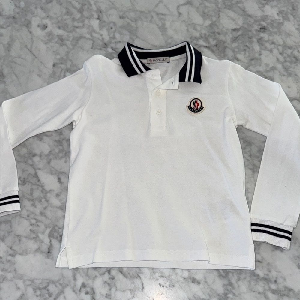 Moncler Kids White Polo Shirt 6Y